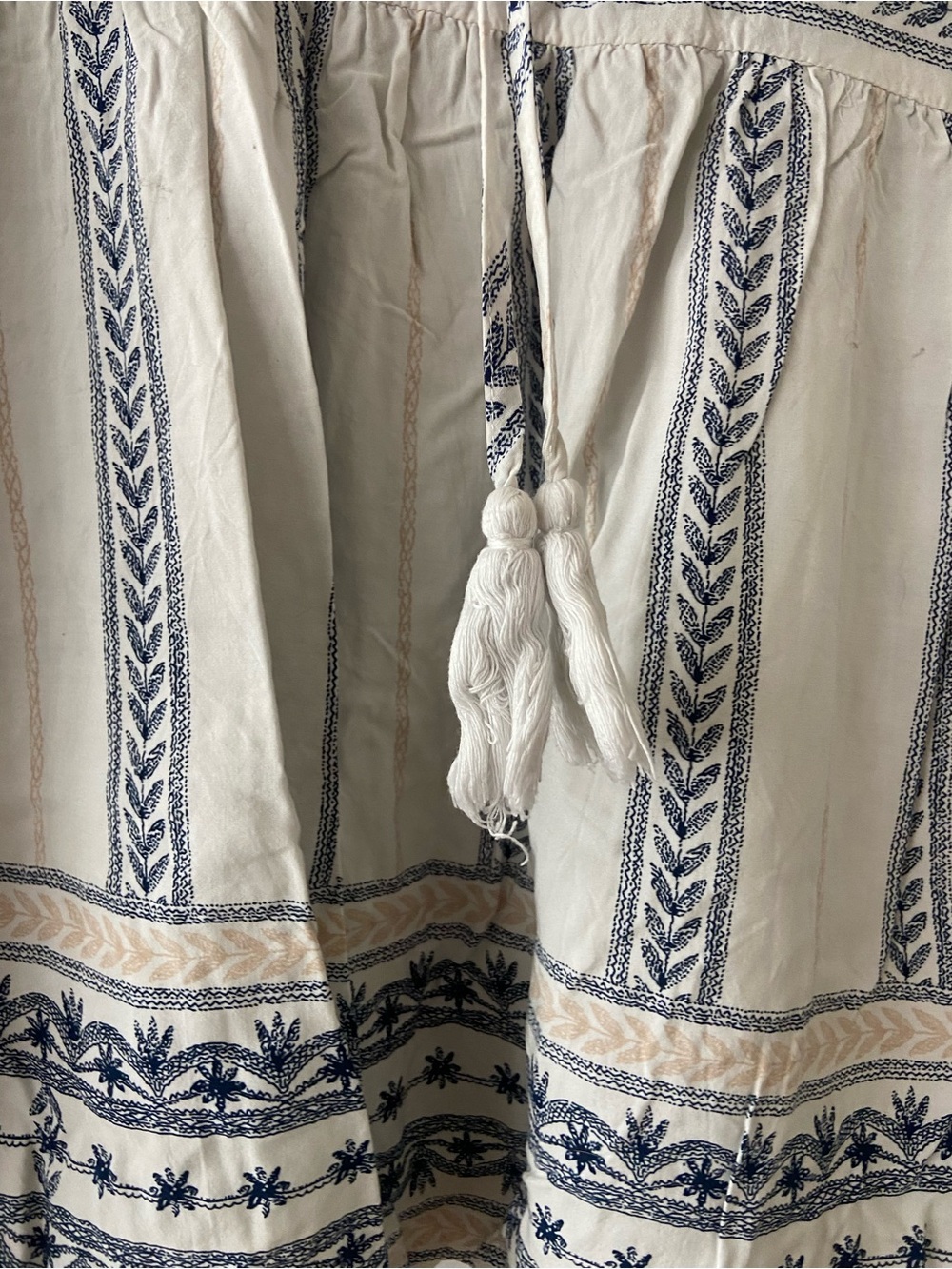 Entro Boho Peasant Top - Cream with Navy Trim - Picture 4 of 6